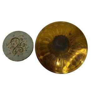 2 Vintage Compacts Gold Tone Powder Avon Rouge Blush Crimson Beauty Pink